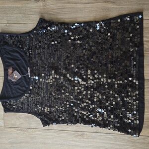 NWT Victor Alfaro Black Sequin Tank Top